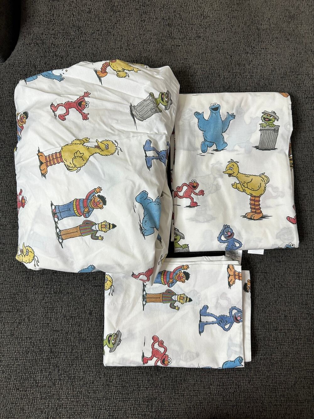 Pottery Barn Kids Sesame Street Sheet Set Twin Organic Cotton Set of 3